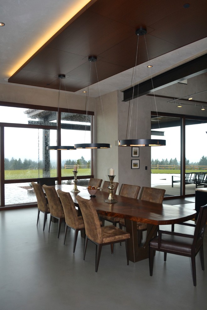 Design ideas for a contemporary dining room in Portland.