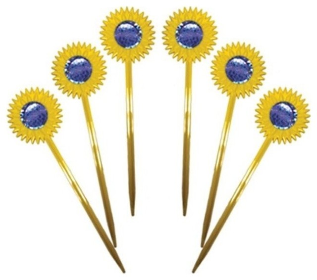 Bird B Gone® MMSFL6 Sunflowers Reflective Scare Bird Garden Stakes, 6