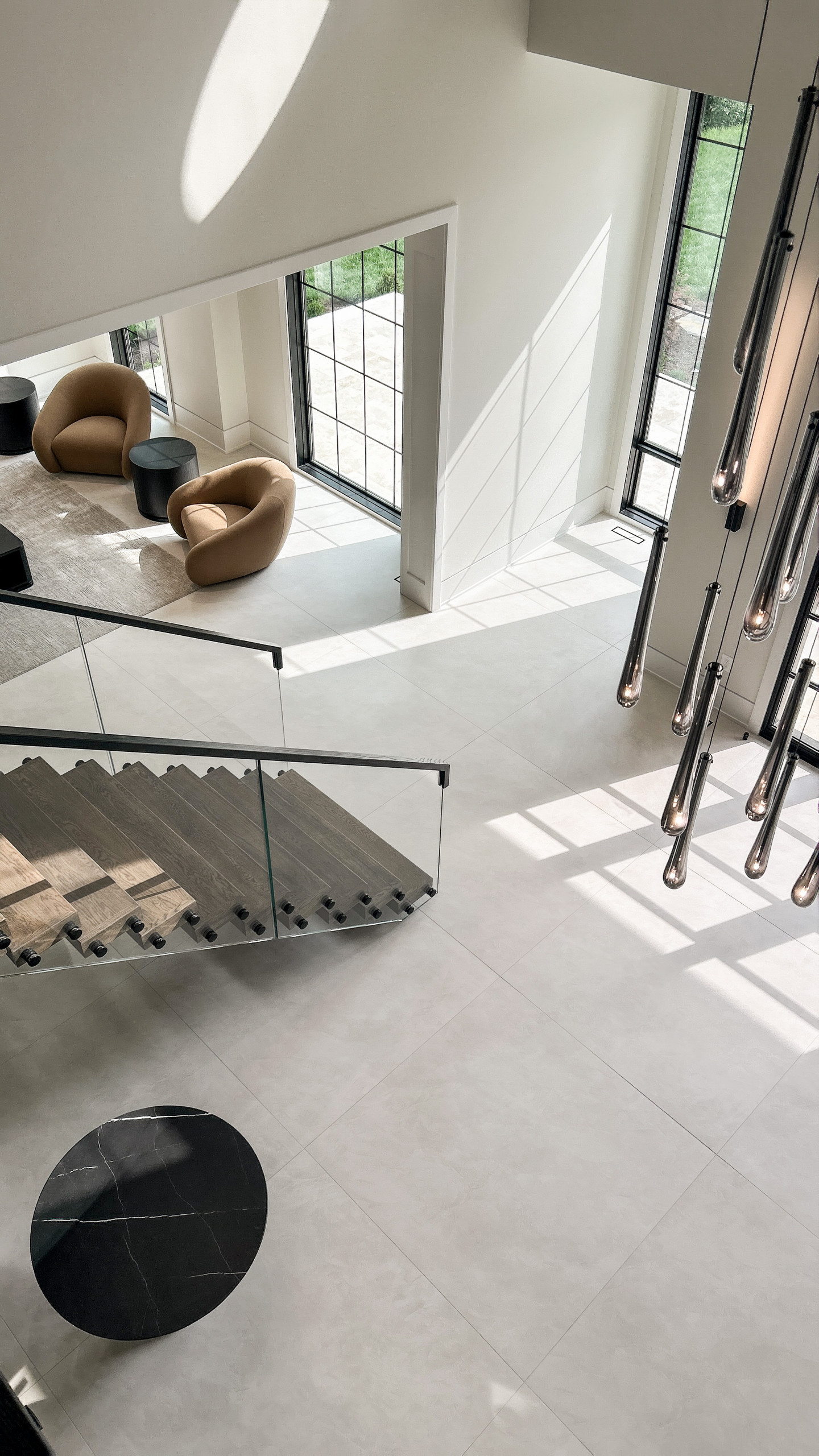 Project #159 | Modern Foyer Stair with Stand-off Glass Railing