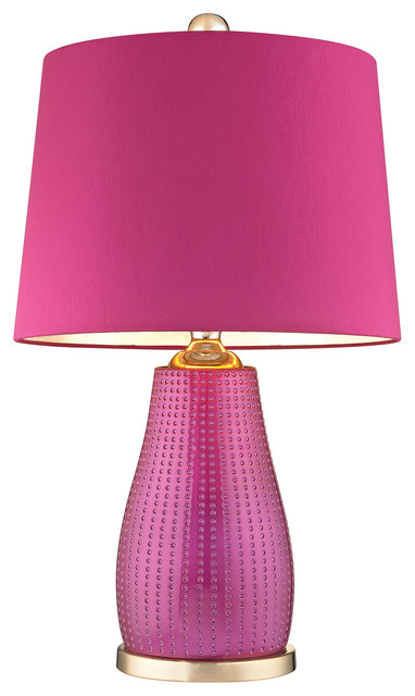 table lamp with pink shade
