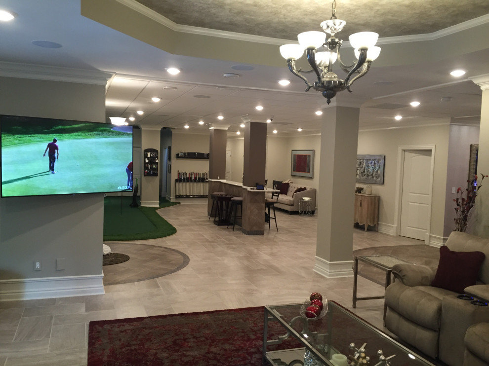 Barrington Custom Basement - Transitional - Basement ...