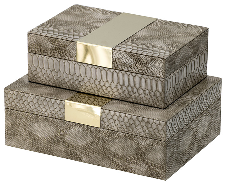 Snakeskin Pattern Decorative Boxes Set Of 2