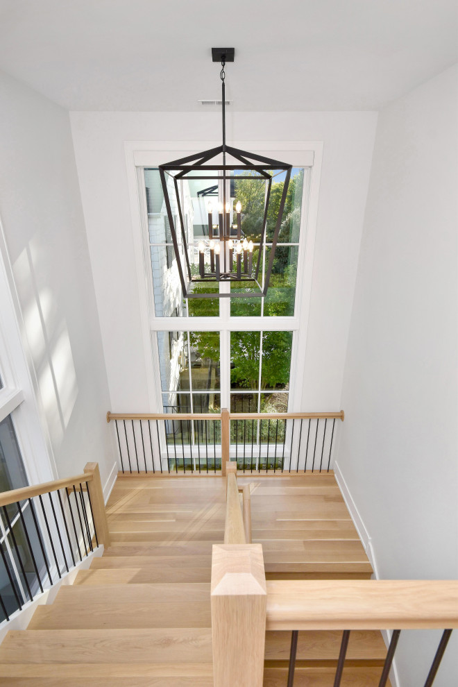 Inspiration for a transitional staircase remodel in Chicago