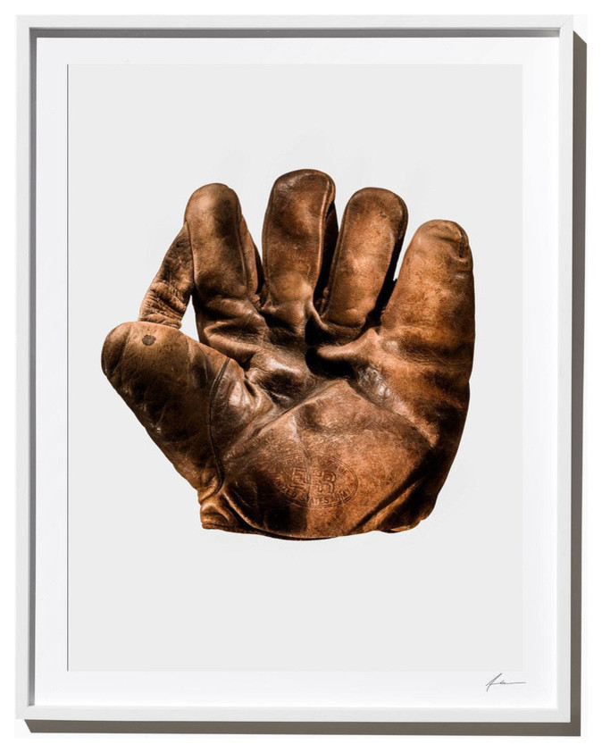 Army Baseball Glove Photograph, Front View, White Frame, 27''x35''