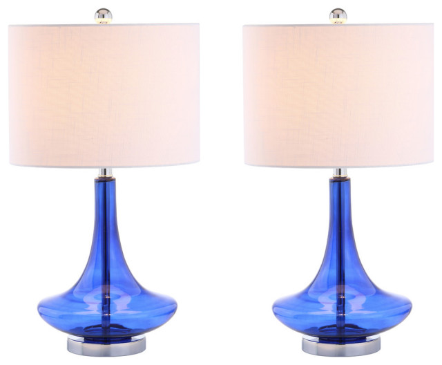 Cecile 25.5" Glass Teardrop Table Lamp, Set of 2 Contemporary Lamp