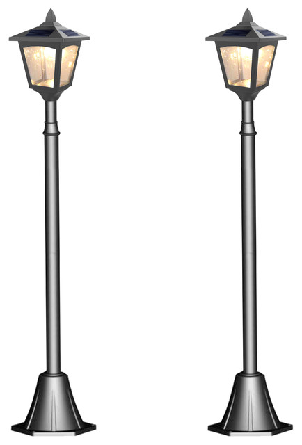 Triple Solar Lamp Post Light Lawn Set, Lamp Post Fixture Solar