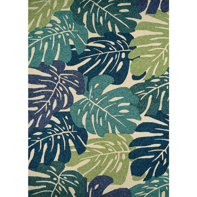 Monstera Area Rug, Cream/Multi, Runner, 2'6"x8'6" Tropical Outdoor