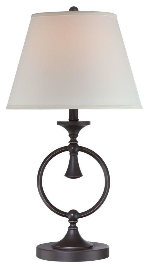 Illumine Lamps 26 in. Bronze Table Lamp with White Fabric Shade CLI-LS-22035