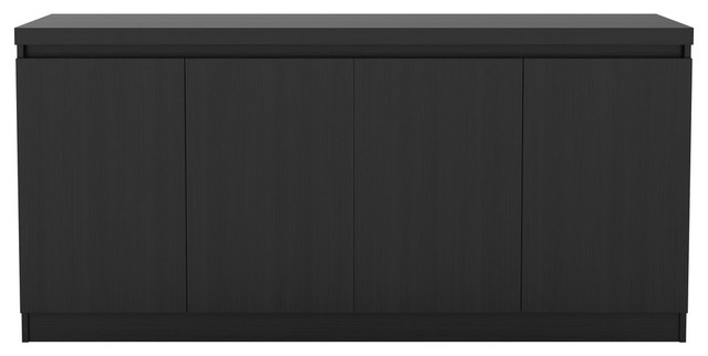 Modern Buffet Sideboard Cabinet 6 Shelf 4 Door Black Matte Modern Buffet Sideboard Cabinet 6