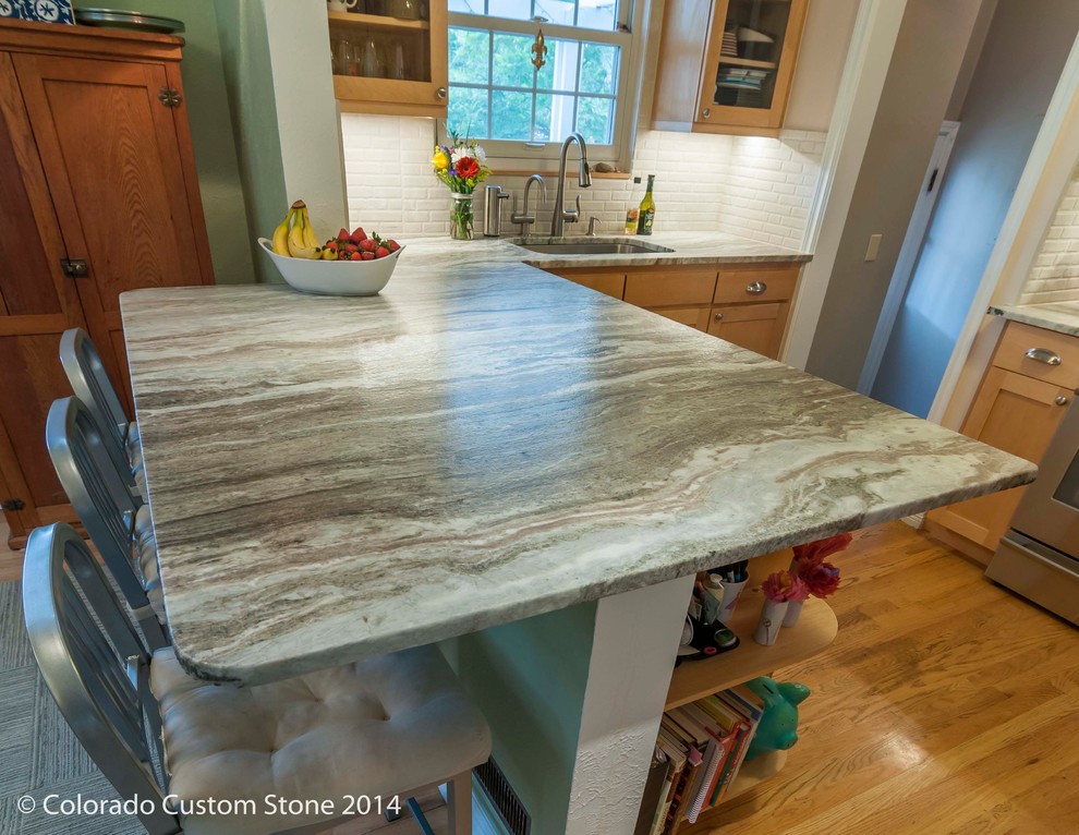 Example of a transitional home design design in Denver