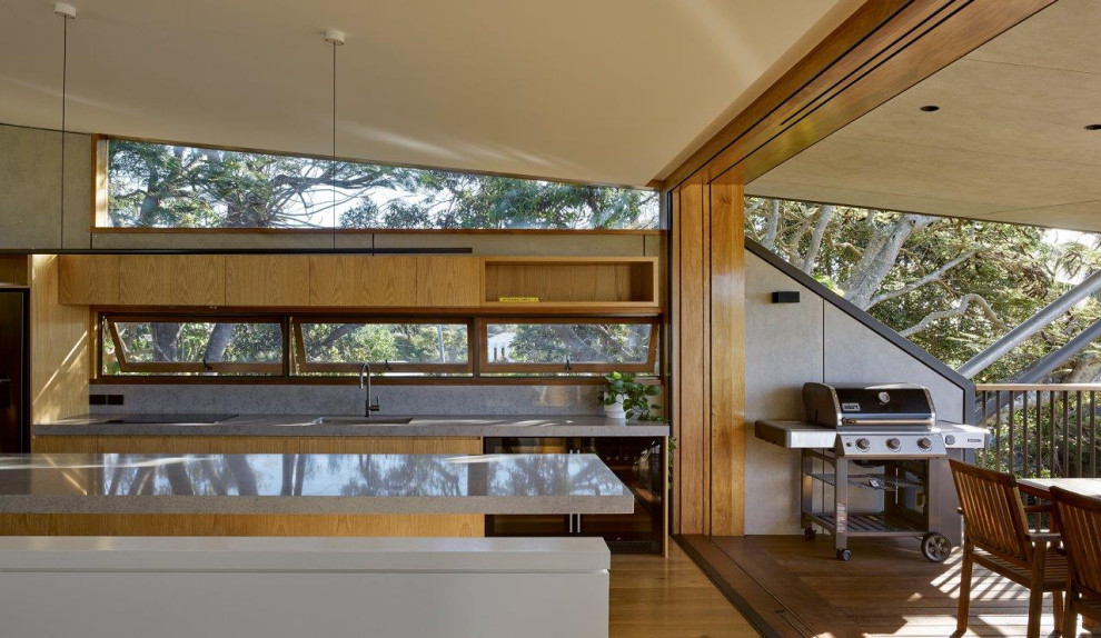 Design ideas for a beach style kitchen in Brisbane.