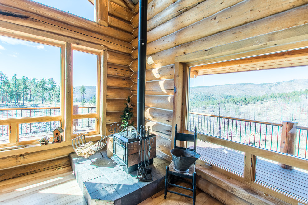 Inspiration for a rustic home design remodel in Denver