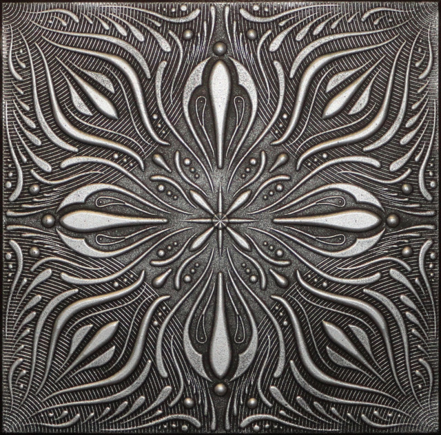 20"x20" R9 Styrofoam Ceiling Tile, Black Silver