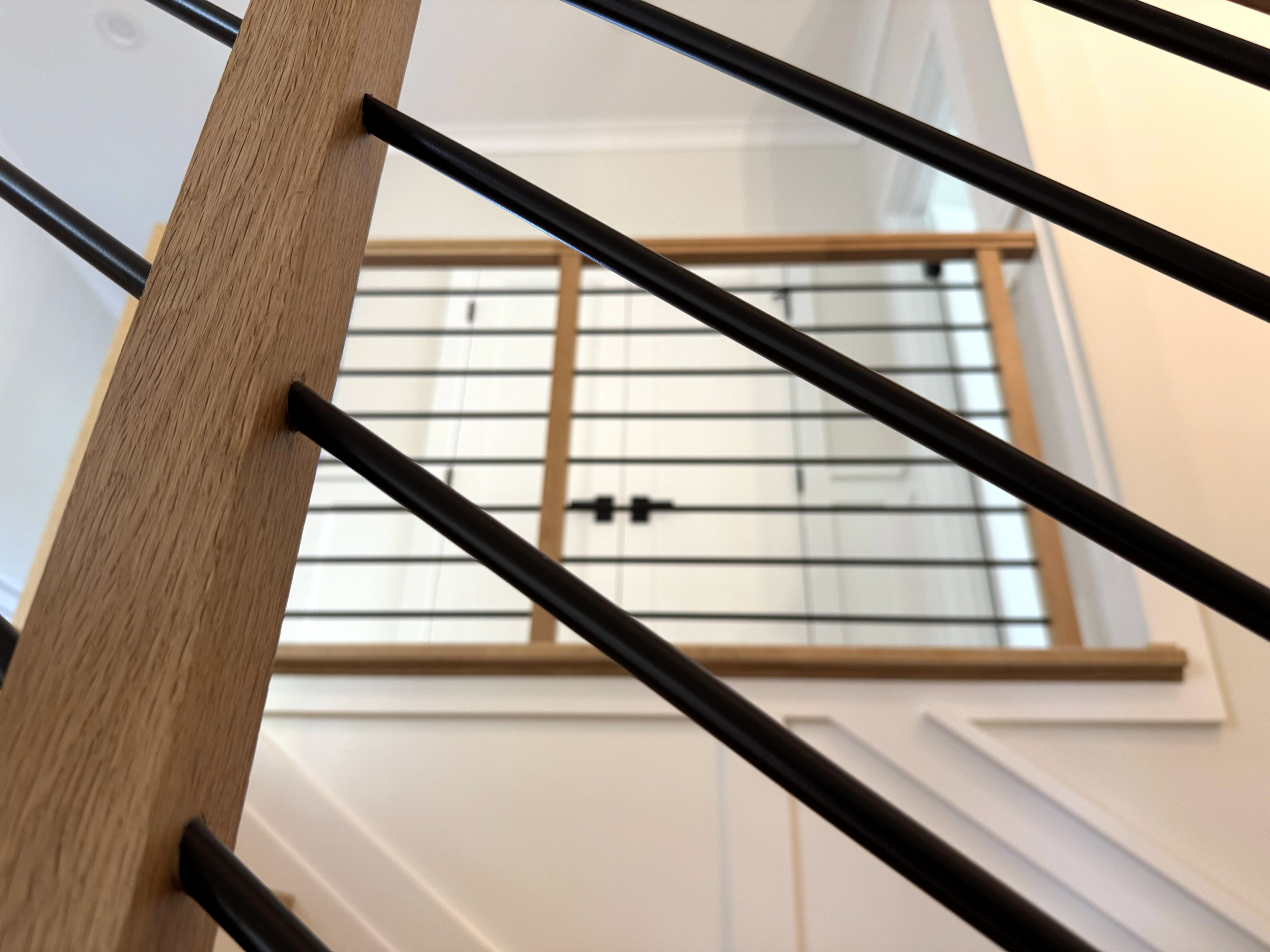 140_Modern White Oak Stair with Horizontal Bar Rail, Falls Church, VA 22043