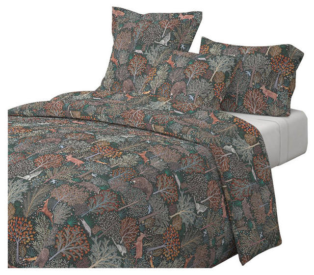 Rustic Fall Forest Animals Cotton Duvet Cover Rustic Duvet