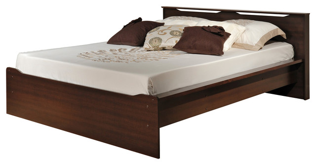 Prepac Coal Harbor Queen Size Platform Bed with Headboard in Espresso