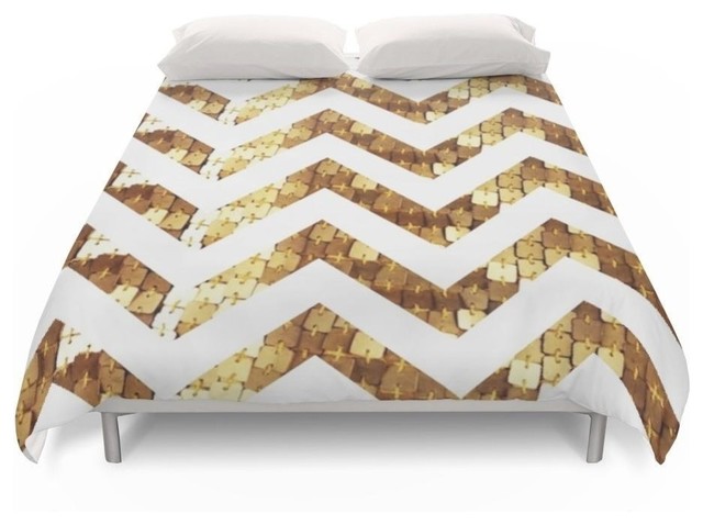 Gold Sequin Chevron Duvet Cover Contemporary Duvet Covers And