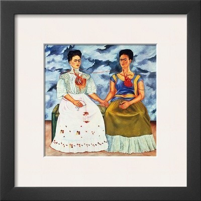 "The Two Fridas" Framed Print Art, 14"x14"
