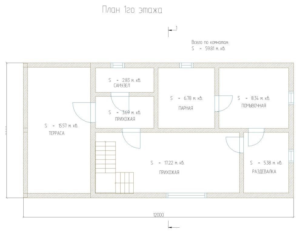 Дом баня 122м2 из бруса 220х180 — проект 451