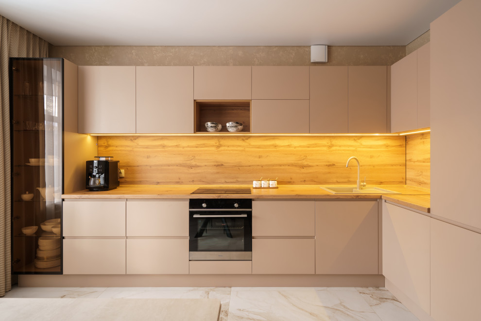 Кухня с подсветкой мдф эмаль