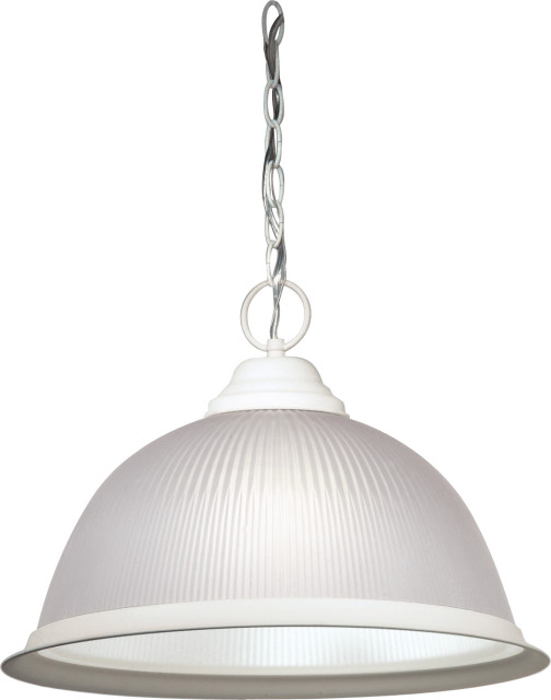 Nuvo 1-Light 15" Pendant Light W/ Frosted Prismatic Dome In Textured White