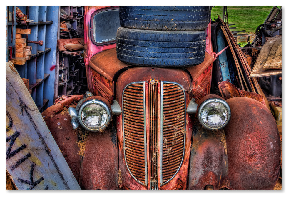 Bob Rouse 'Tires' Canvas Art, 12"x19" Rustic Prints And Posters