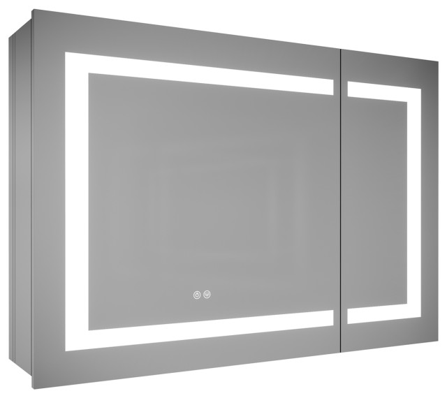 Recessed or Surface Mount Frameless Medicine W/ LED Light & 3 Mirrors Modern