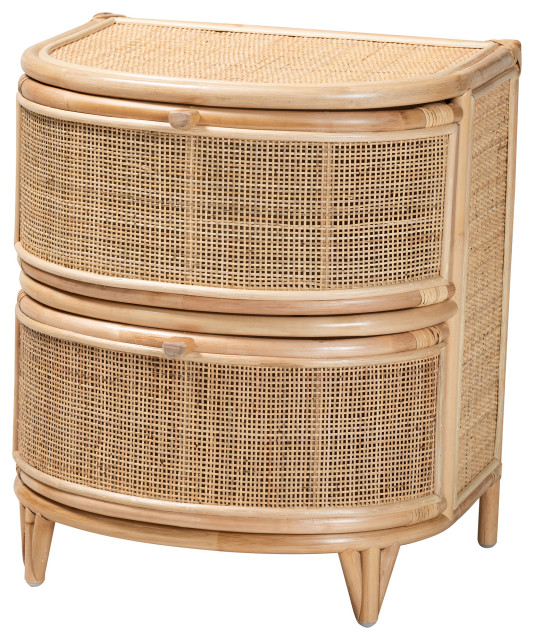 Fabia Natural Brown Rattan Nightstand - Tropical - Nightstands And ...