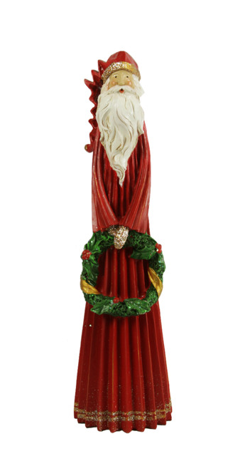 12.5" Decorative Twig Santa Claus With Wreath Table Top Figure