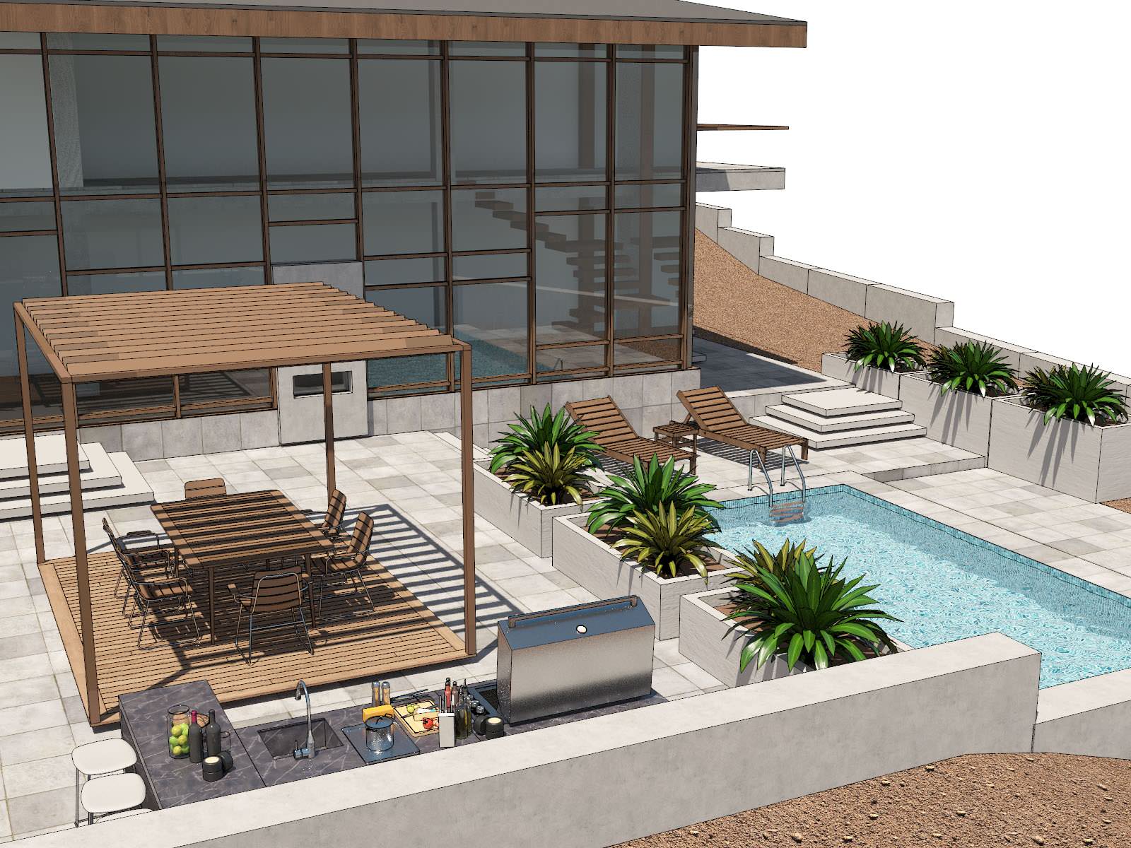 Дом у моря на склоне