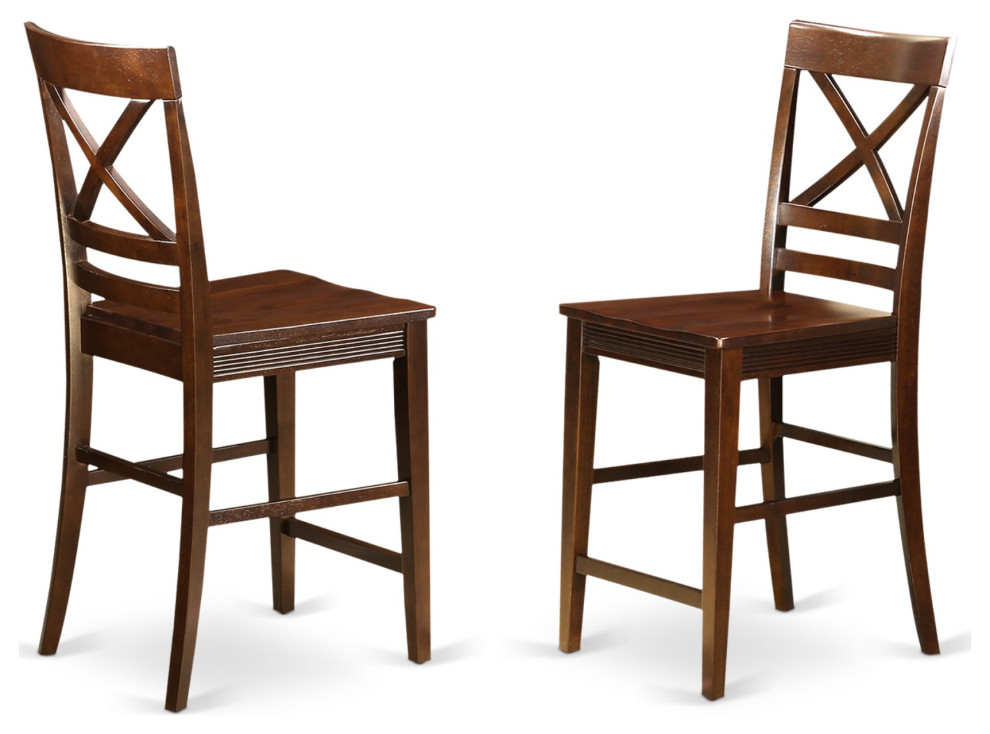 Set of 2 QUSMAHW Quincy Counter Height Stools With XBack, Mahogany