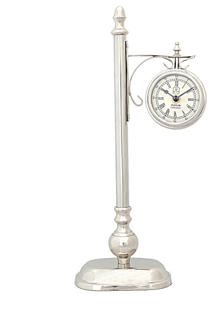 Brass/ Alum. Lamp Post Clock One Sided - Traditional - Desk And Mantel
