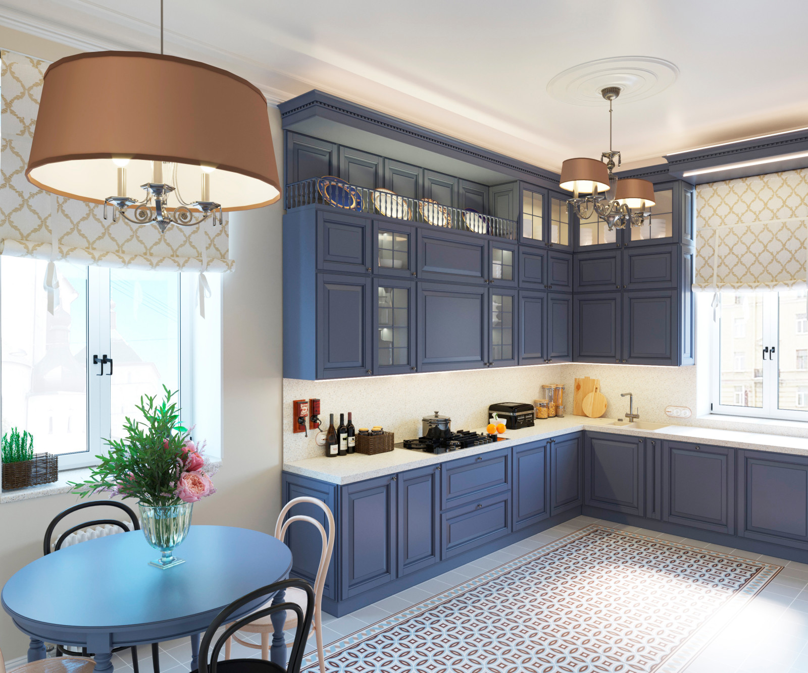 Кухня в пятикомнатной квартире в старом фонде в Санкт-Петербурге