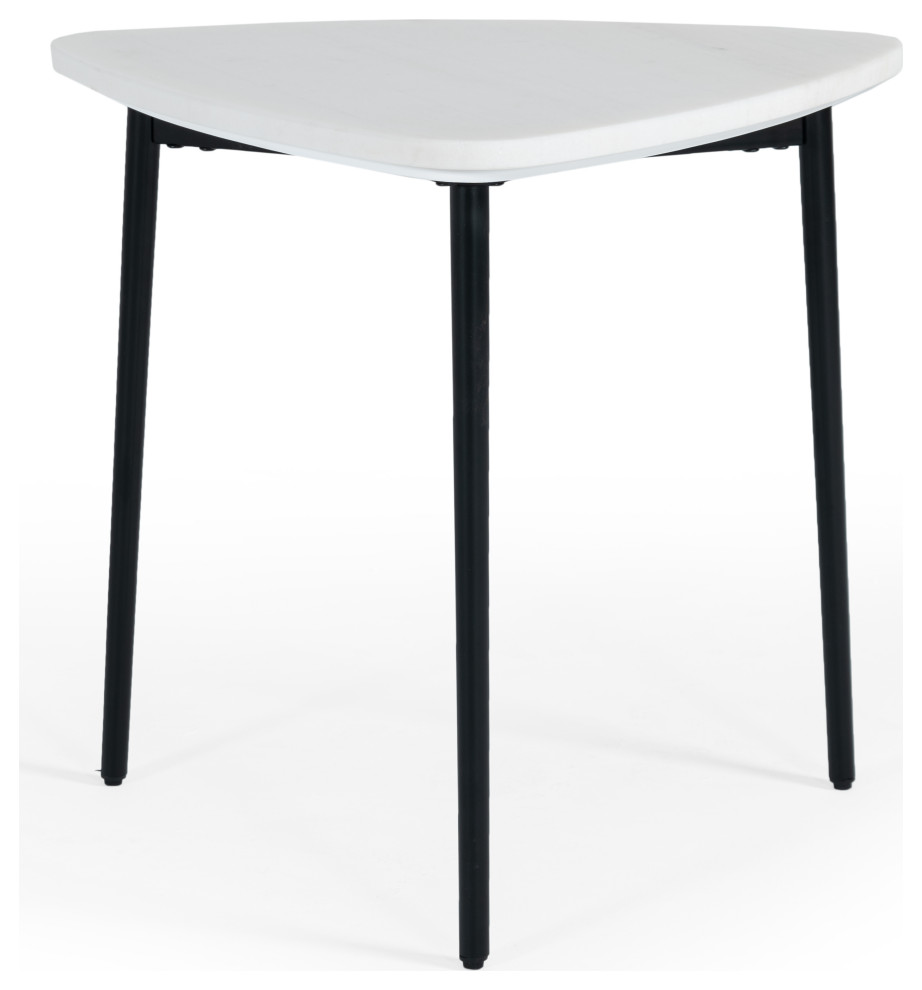 Modrest Andros White Marble, Black Metal End Table