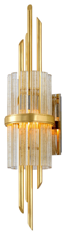 Symphony 1 Light Wall Sconce, Gold Leaf With Polished Stainless