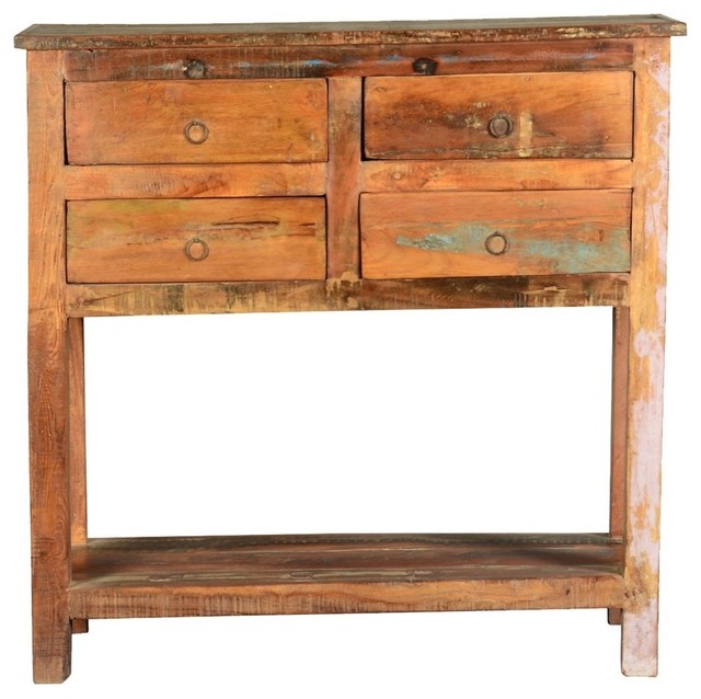 Frontier Rustic Reclaimed Wood Hall Console Table W Drawers
