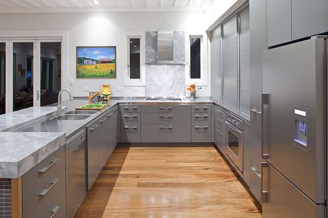 Warm Grey Kitchen contemporary-kitchen