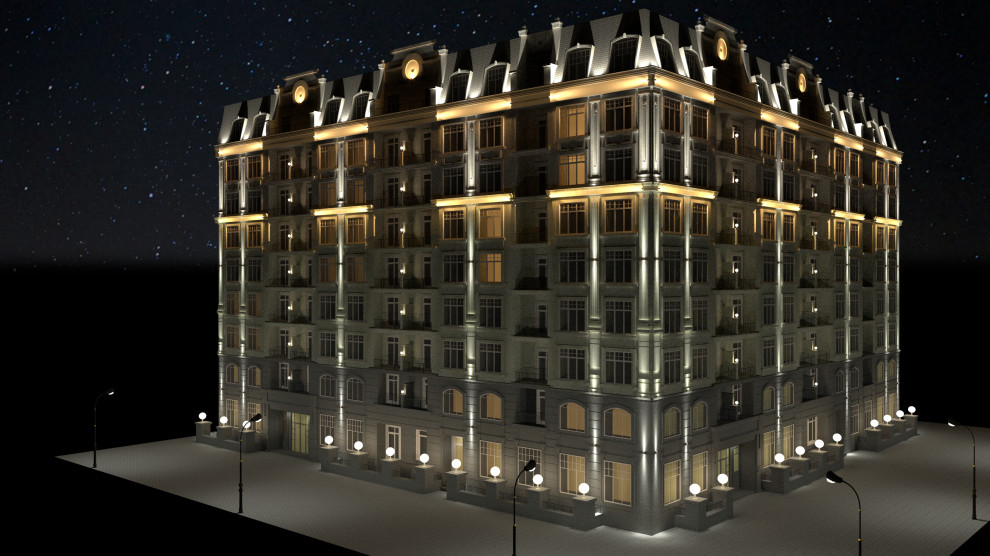 Архитектурно фасадное освещение нового ЖК