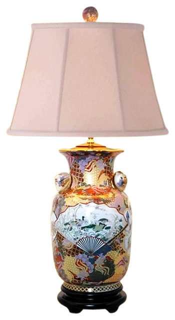Chinese Porcelain Satsuma Style Vase, Vase Style Table Lamps