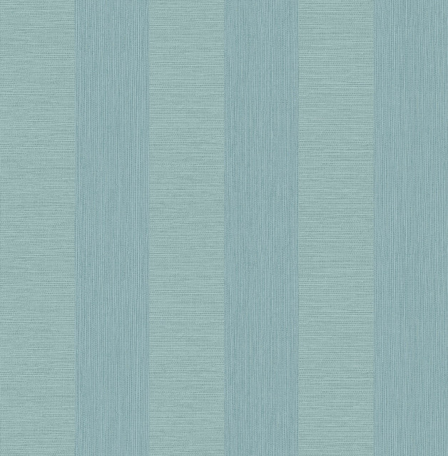 Intrepid Aqua Faux Grasscloth Stripe Wallpaper Contemporary
