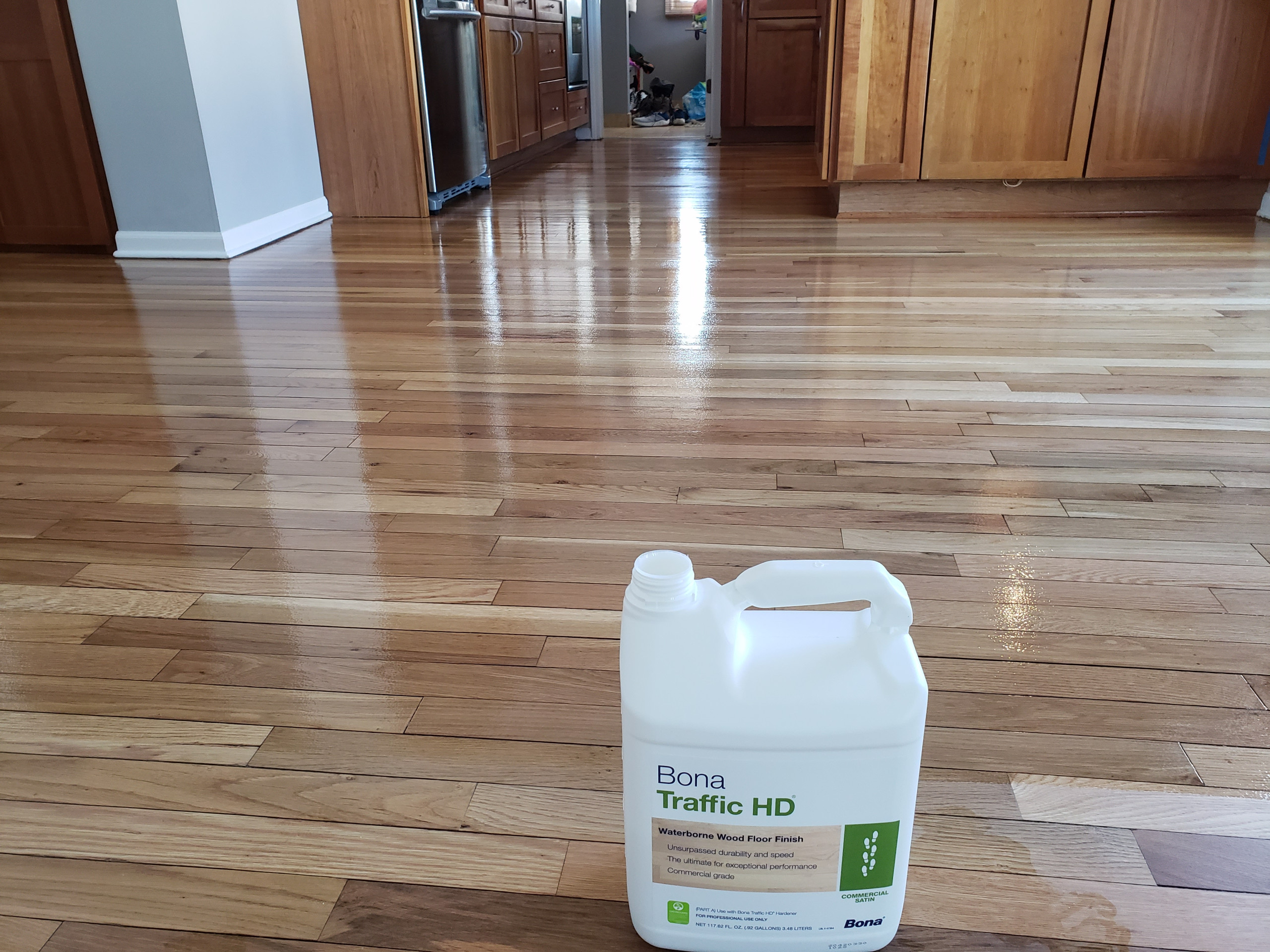 Libertyville 2 and 1/4 white oak natural finish Bona Traffic HD satin