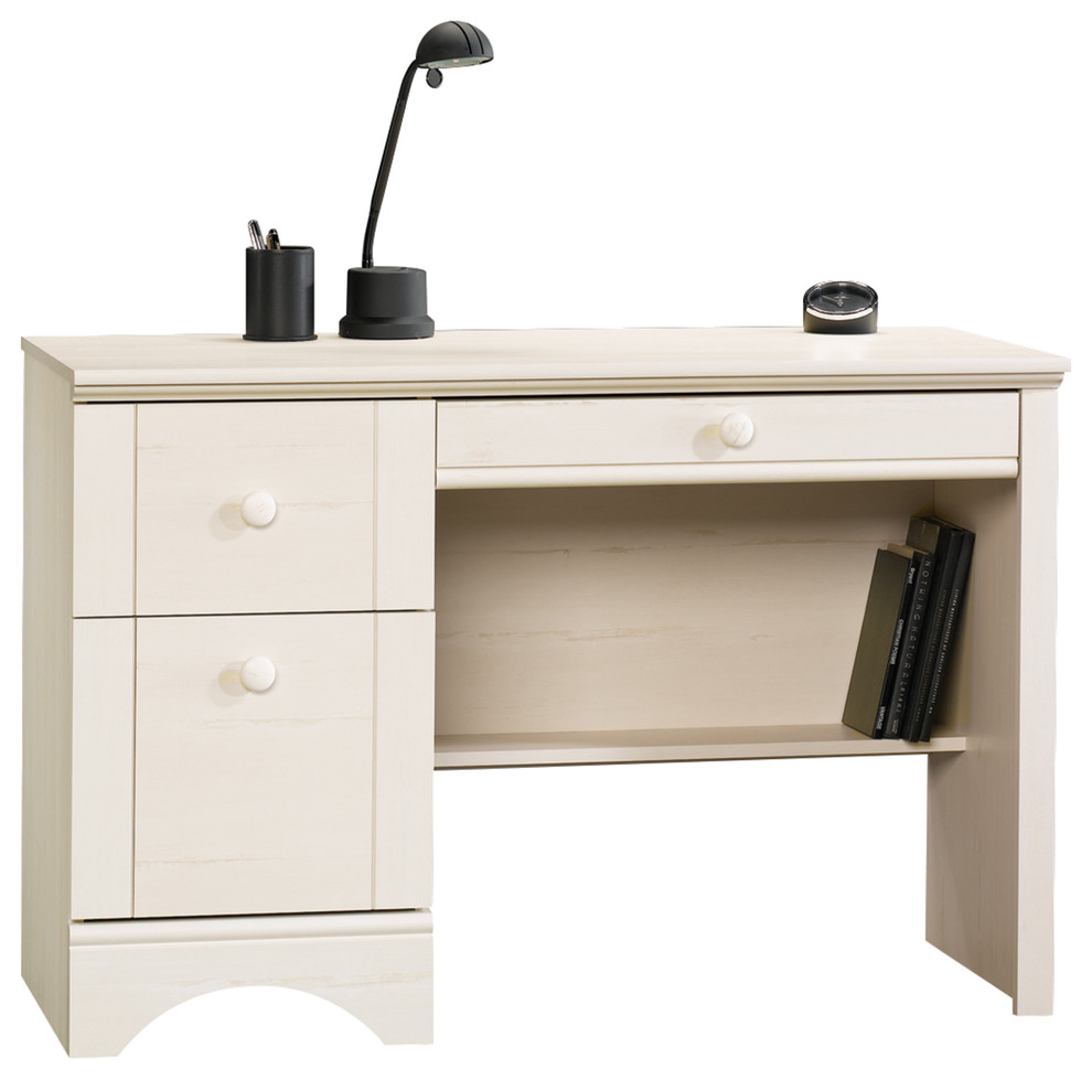 Sauder Harbor View Computer Desk In Antiqued White Beach Style