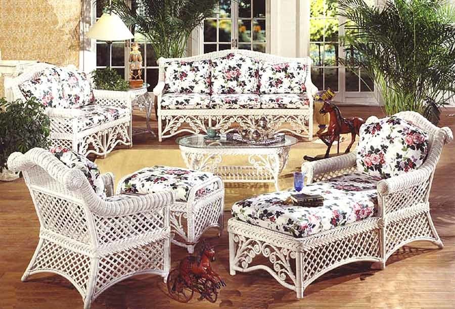 7 Pc Wicker Living Room Set (Colbalt Blue (All Weather))