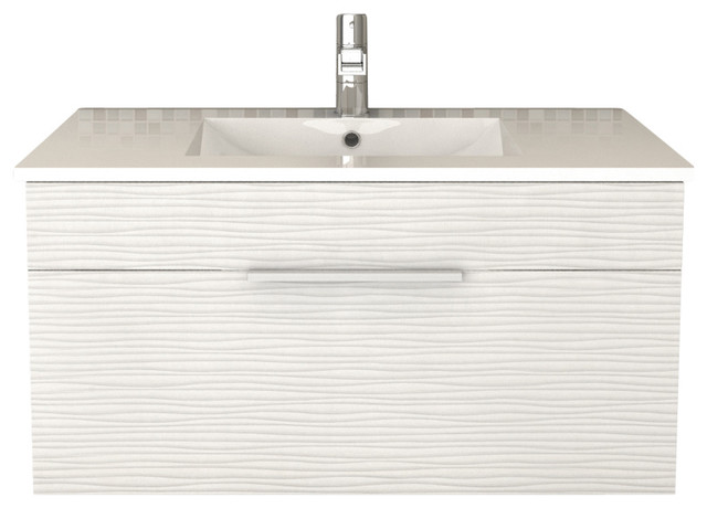 Vancouver Textured Floating Bathroom Vanity Contemporary Vancouver Textured Floating Bathroom Vanity White 36
