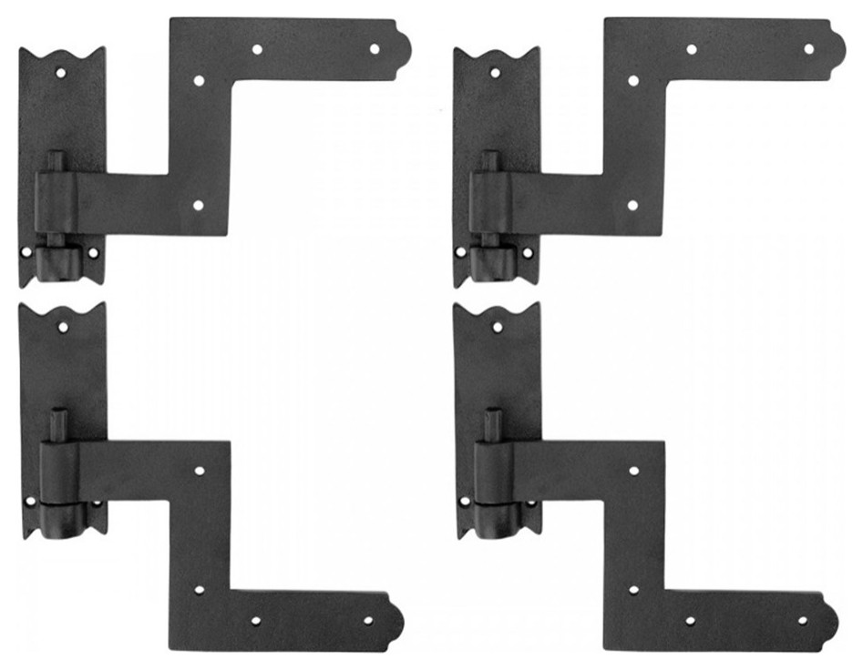 Black Wrought Iron Shutter Lift Off Pintle Hinges 6.5" L with Hardware Pack of 2 Contemporary