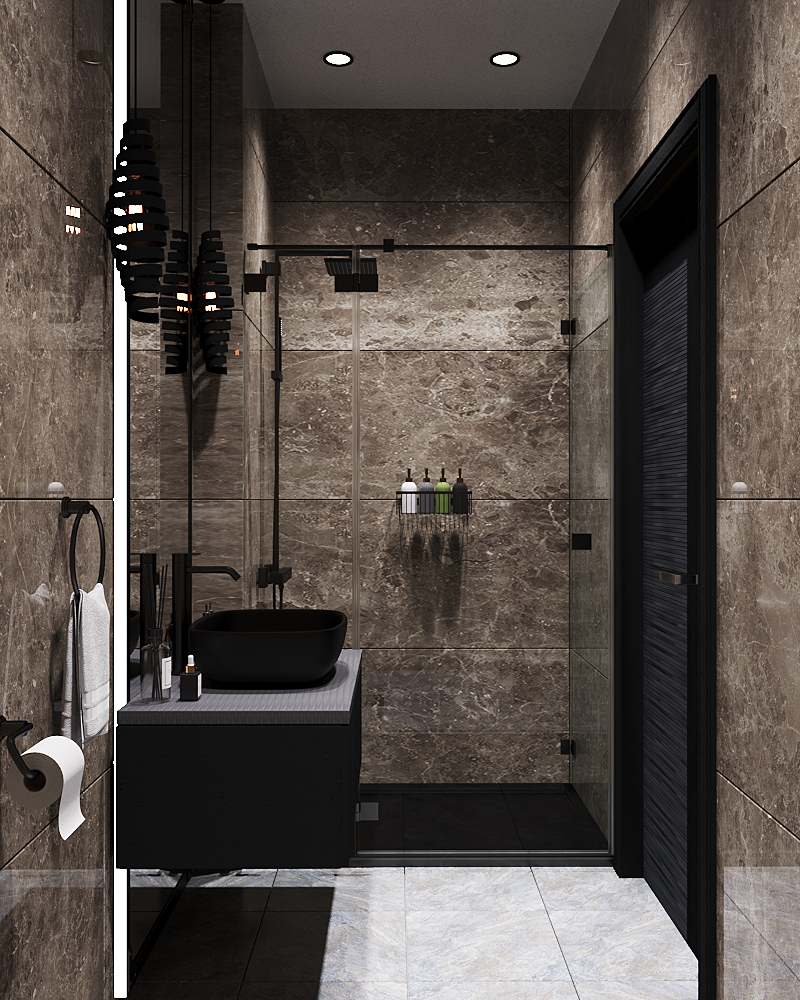 Ванная комната в темных тонах