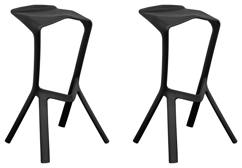 Mod Made Aspect Modern Plastic Barstool, Set of 2 Contemporary
