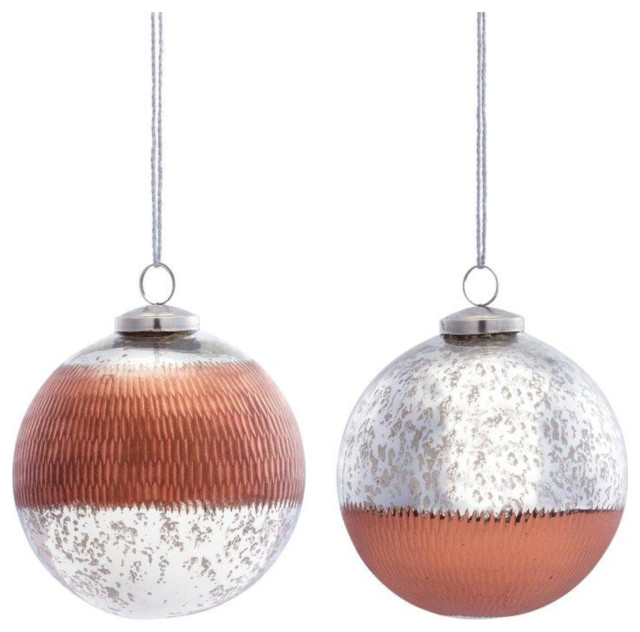 Ball Ornament, 6Piece Set, 5"D Glass Christmas Ornaments by