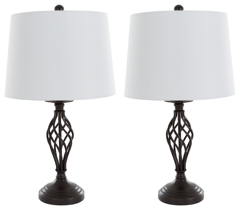 Spiral Cage Design Table Lamps, LED Bulbs Included, Set of 2