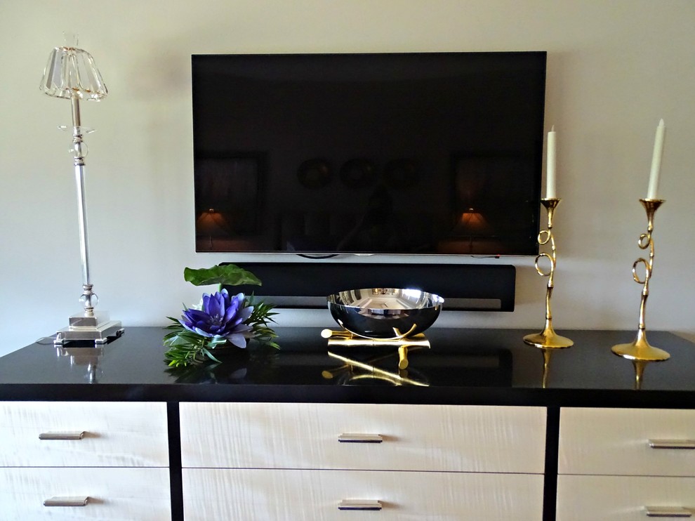 Example of a transitional bedroom design in Miami